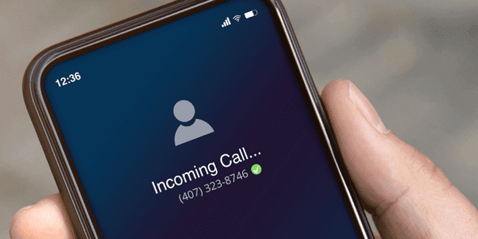 Close-up of a smartphone screen displaying an incoming call notification